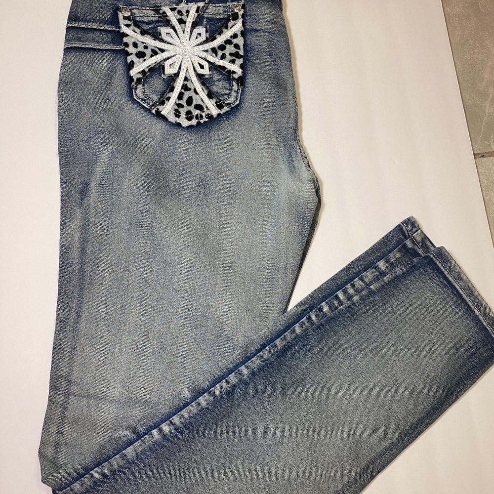 SKINNY DEEP BLUE JEANS SIZE 15! WASH OFF BLUE!! - Picture 3 of 9